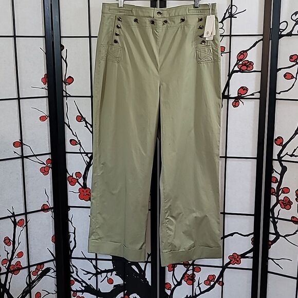 Tory Burch nwt SAILOR PANT in light olive green. - Picture 2 of 16